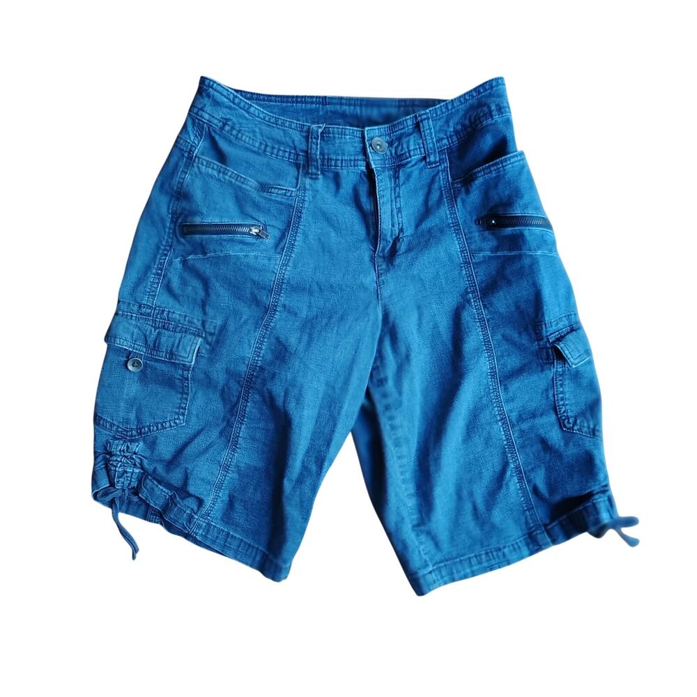Style & Co Cargo Shorts • Size 2 • Zip Pockets • Adjustable Hem • Blue